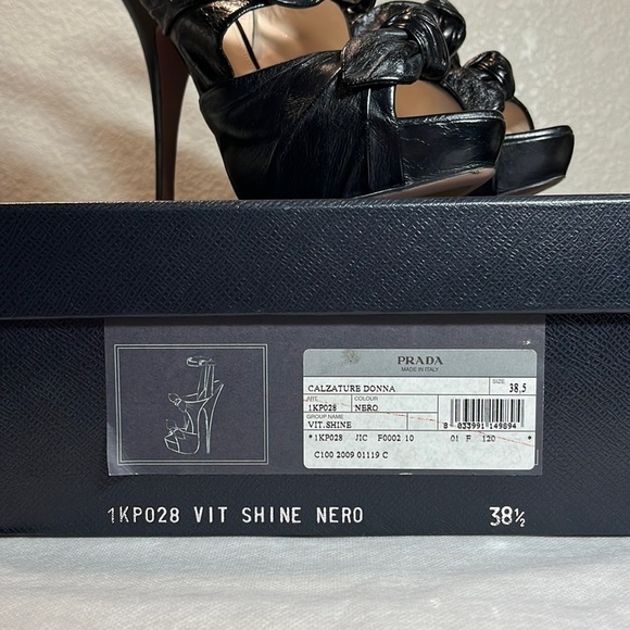 SOLDβ¨Pradaβ¨ NEW Calzature Donna Vit. Shine Lambskin Leather Heels EU Size 38.5 - Picture 13 of 17